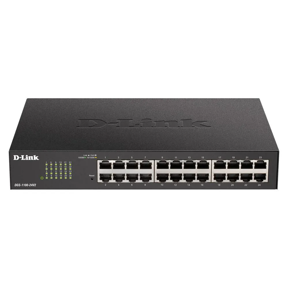Switch D-Link 24 Portas 10/100/1000 Mbps Preto (DGS-1100-24V2)