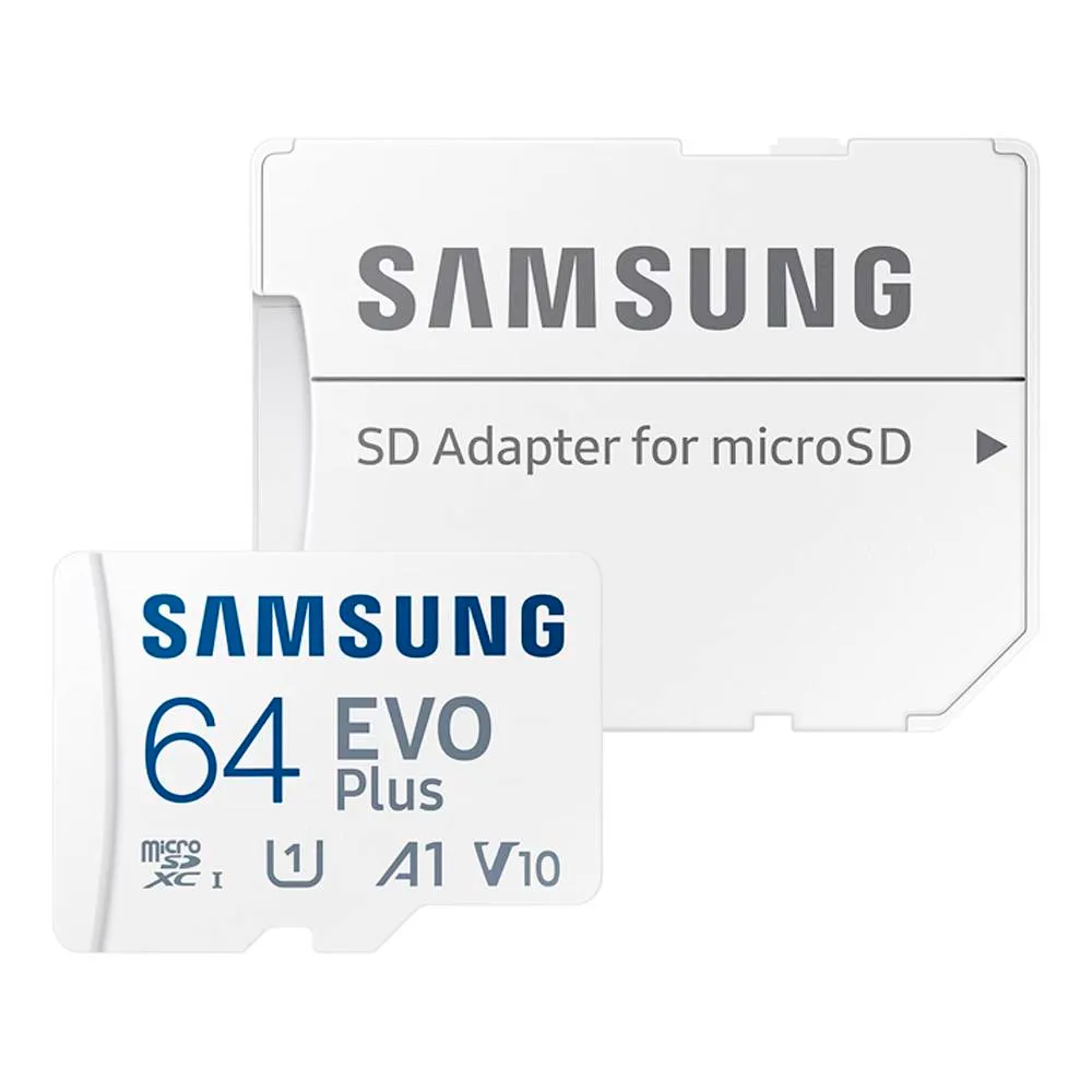 Cartão de Memória microSDXC Samsung EVO Plus 64GB (160MB/s) UHS-I, U1, V10, A1 + Adaptador SD