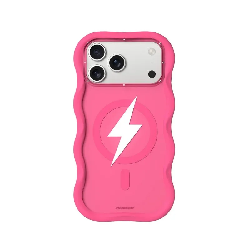 Funda para telemóvel Youngkit Big Wave Lightning Silicona Rosa Hot Pink para iPhone 17 Pro