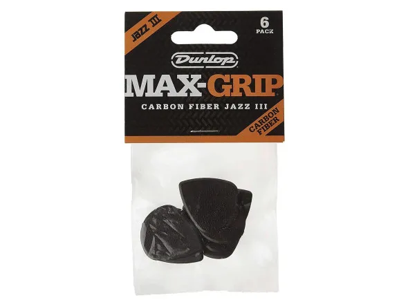 Dunlop 471P3C Carbon Fiber Max-Grip Jazz III Guitar Picks (6-Pack)