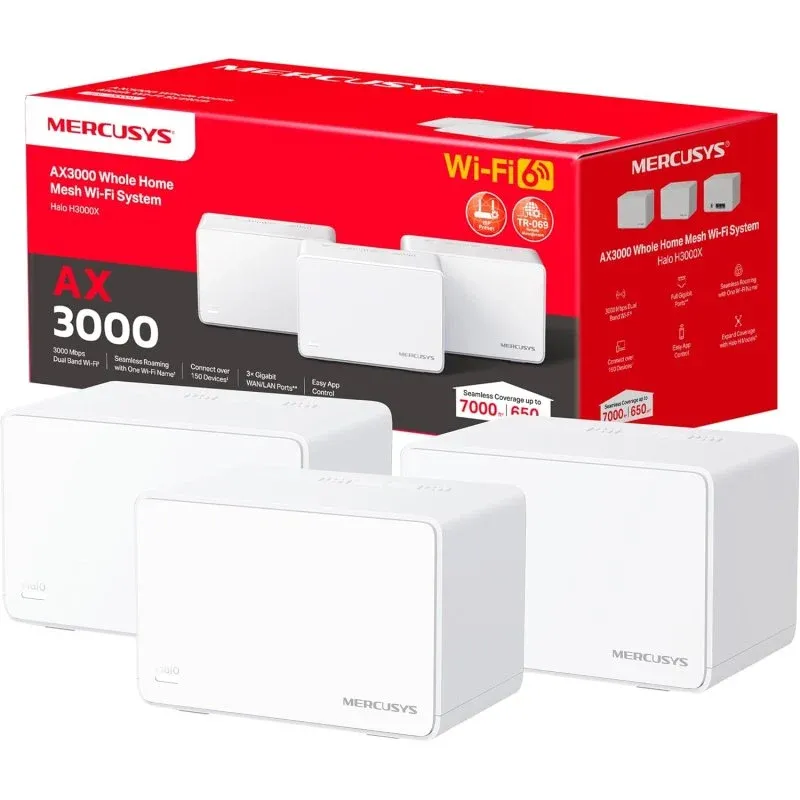 Mercusys Halo H80X Pack de 3 Sistema Wifi Mesh AX3000 WiFi 6 Dual Band Gigabit