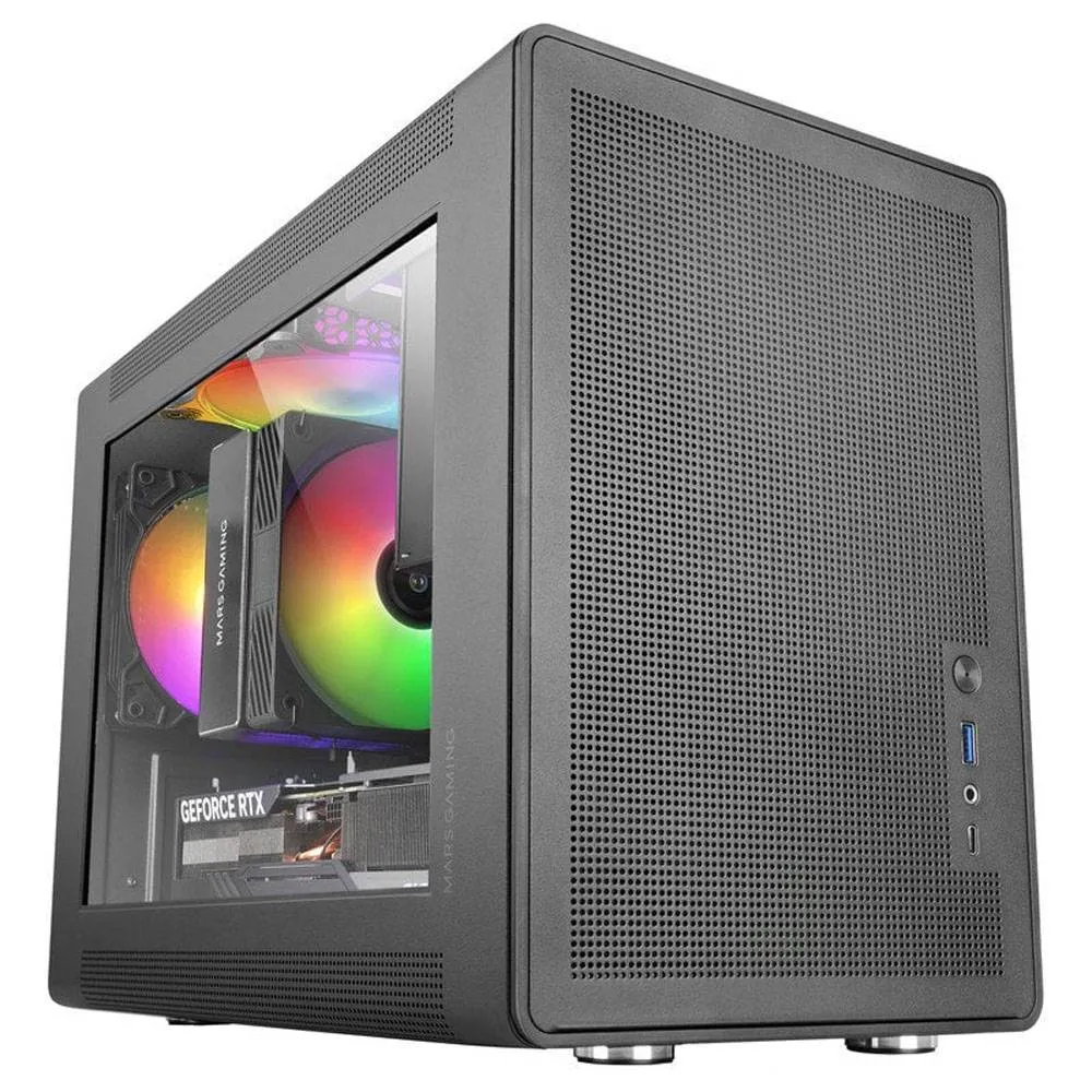 Caixa Micro-ATX Mars Gaming MC-XPS Compact Gaming FRGB Tempered Glass Preta