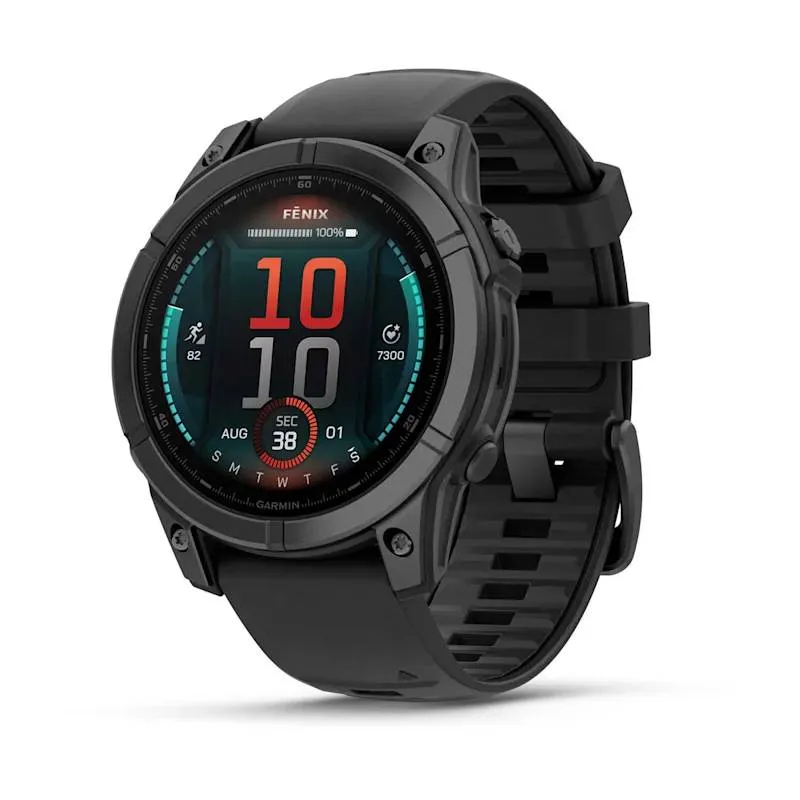 Smartwatch Garmin Fēnix E 47mm Amoled Aço Cinzento Ardósia com Bracelete Preta em Silicone