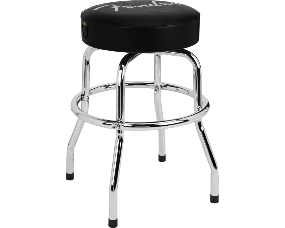 Fender Spaghetti Logo Pick Pouch Barstool, Black/Chrome, 24 inch