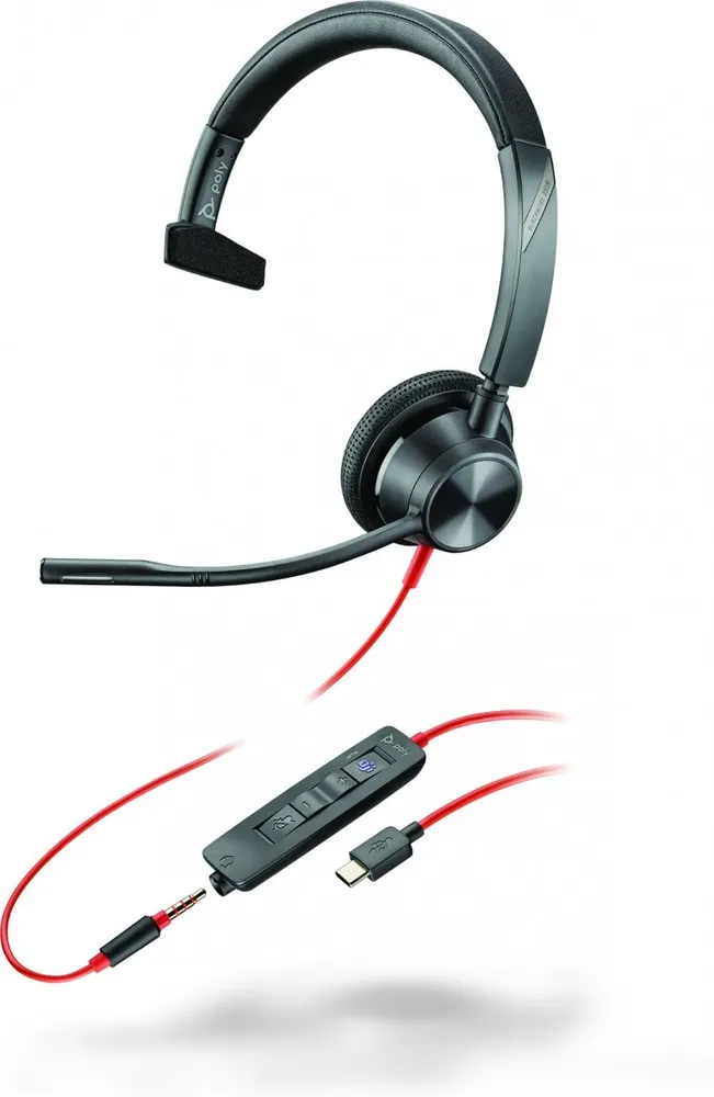 Poly Blackwire 3315 Headset Monaural USB-C/USB-A/Jack 3.5mm Certificado para Microsoft Teams