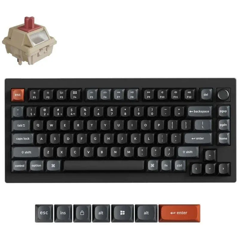 Teclado Keychron V1 Ultra 8K mecânico 75% RGB Hot-Swappable com knob layout espanhol