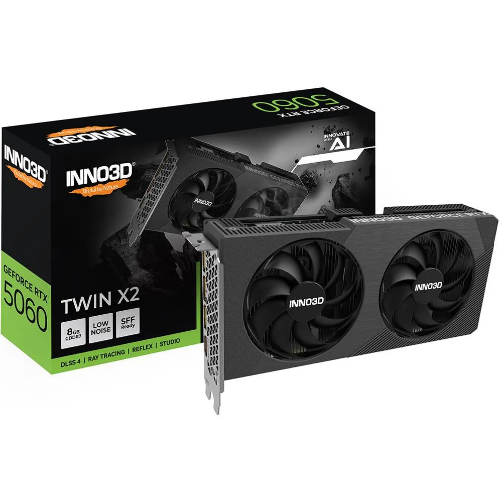 Placa Gráfica INNO3D NVIDIA GeForce RTX 5060 Blackwell Twin X2 8GB GDDR7 DLSS4