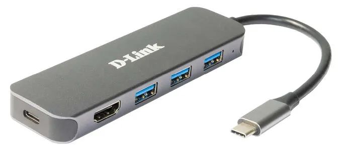 HUB USB D-Link USB-C Macho > 3 x USB 3.0 (SS) + 1 x HDMI (4K Ready) + 1 x USB-C (Thunderbolt 3)