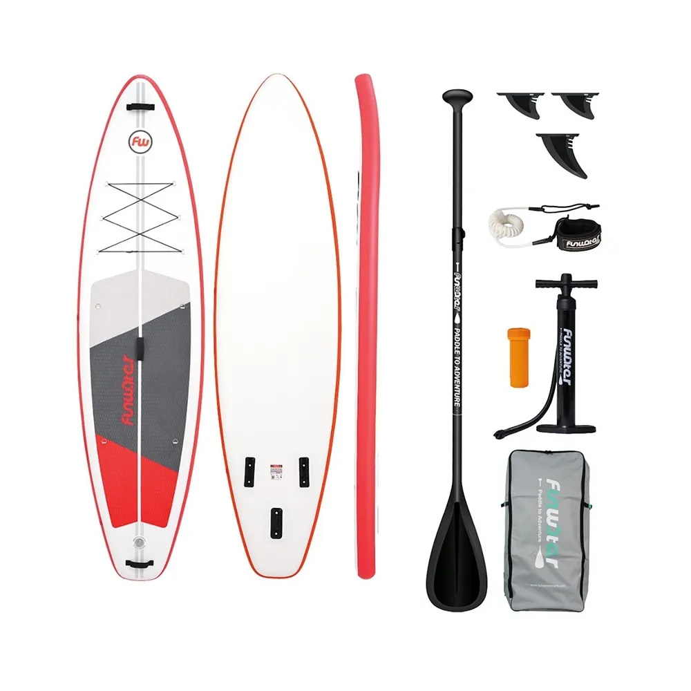 Prancha Stand Up Paddle Insuflável FunWater 3,35 m Vermelho/Branco com Acessórios - SUPFW69C