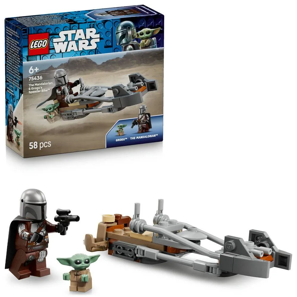LEGO Star Wars: Speeder Bike de The Mandalorian e Grogu | Idades 6+ | 58 Peças | Item 75436