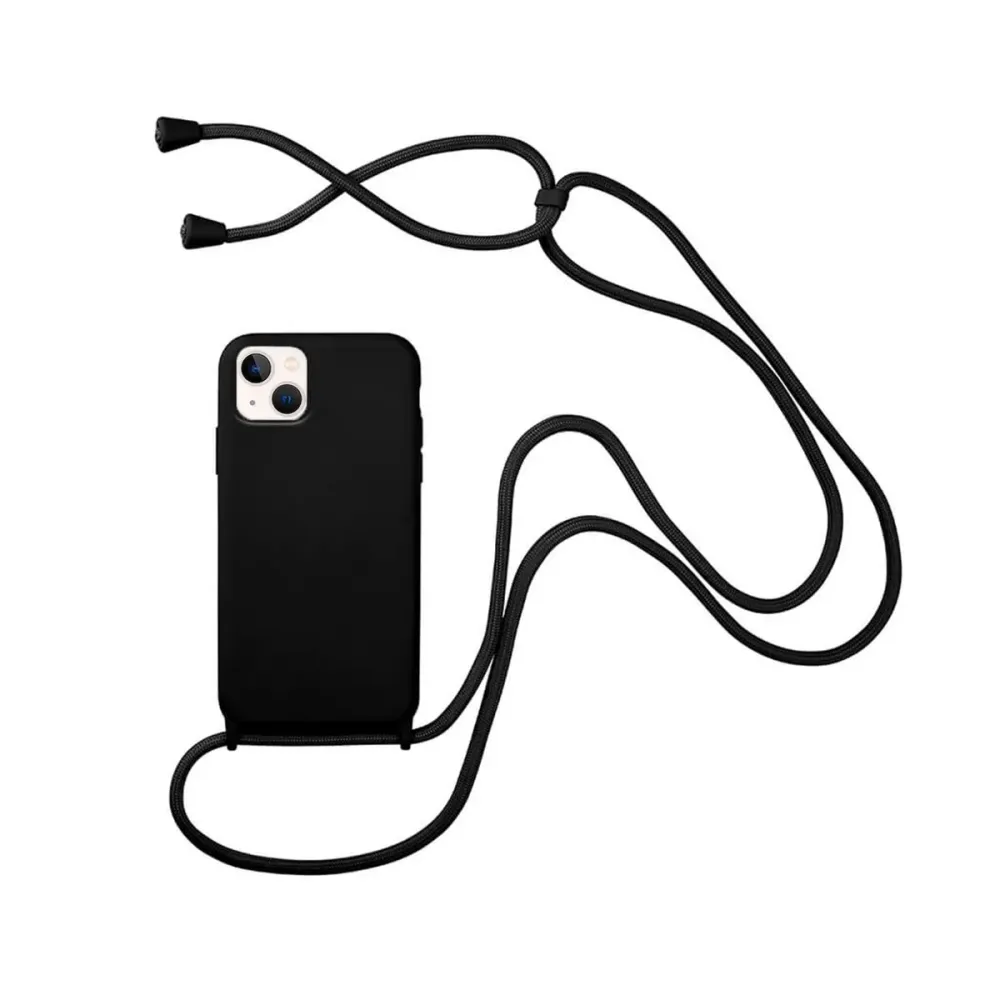 Capa Silicone Apple iPhone 13 com Corda Preta