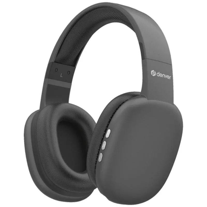 Auriculares Denver BTH-252 sem fios Bluetooth para chamadas, música e desporto, cinzentos