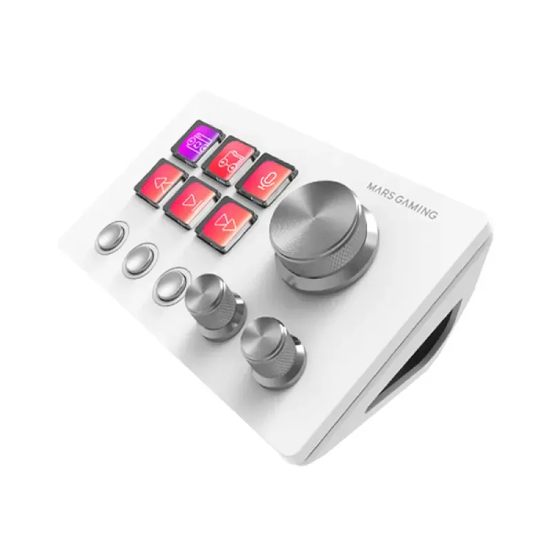 Control Deck Mars Gaming MSD-TWO | 6 Teclas Personalizáveis | 3 Dials | Type-C | Windows e Mac | Branco