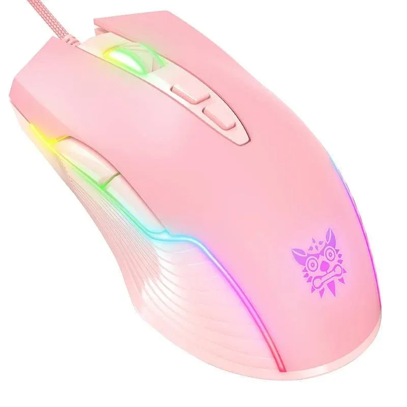 Rato ONIKUMA CW905 USB 6400 DPI RGB 7 Botões Rosa Gaming Ergonómico