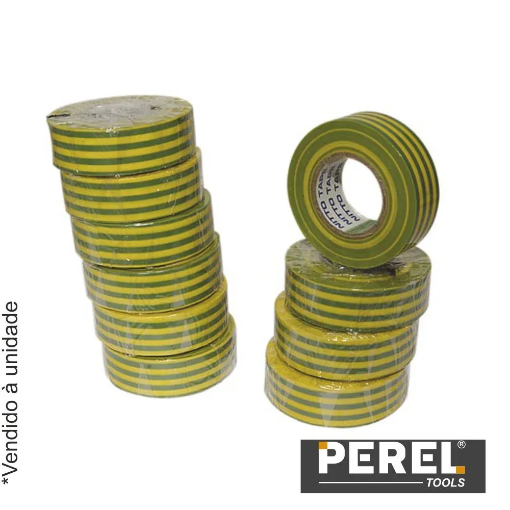 Fita Isoladora Verde/Amarela 19mm 10M PEREL