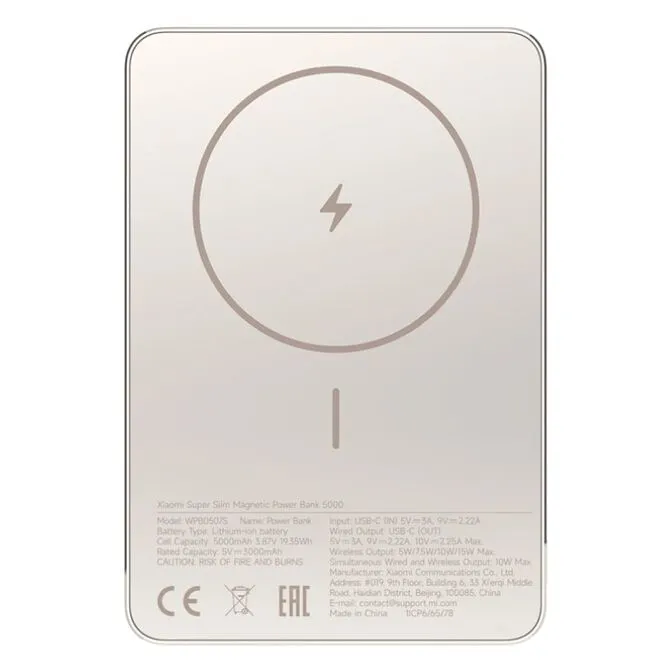 Power Bank Magnética Xiaomi Super Slim 5000mAh 22.5W Dourado