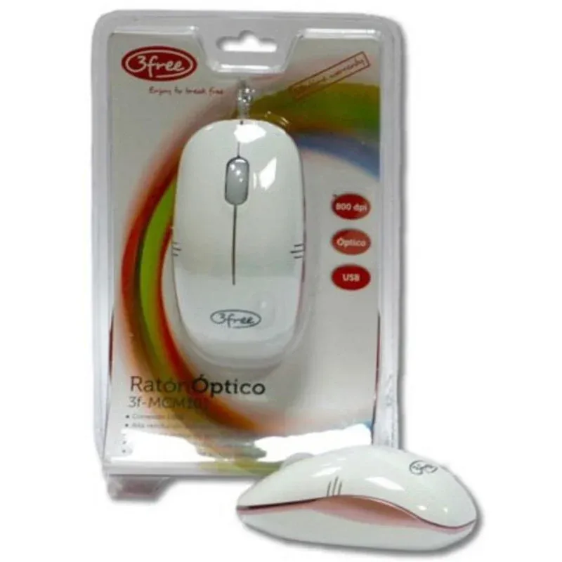 Ratón 3free 3F-MCM101/WP USB Óptico 800 DPI Branco Rosa Mini Tamanho