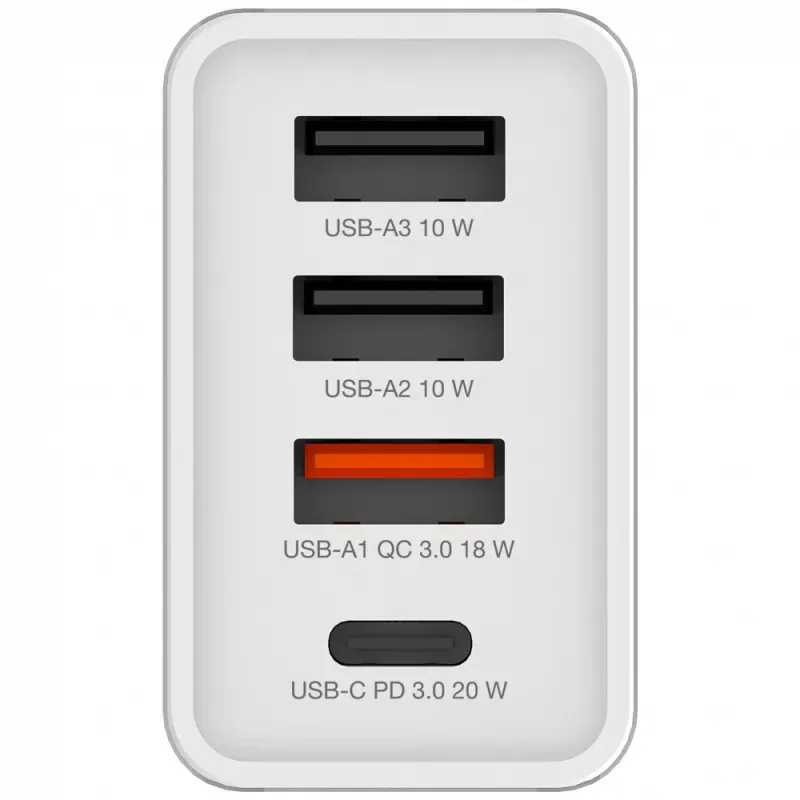 VERBATIM CARREGADOR 30W 1x USB-C PD 1xUSB-A QC 3 2xUSB-A WHITE