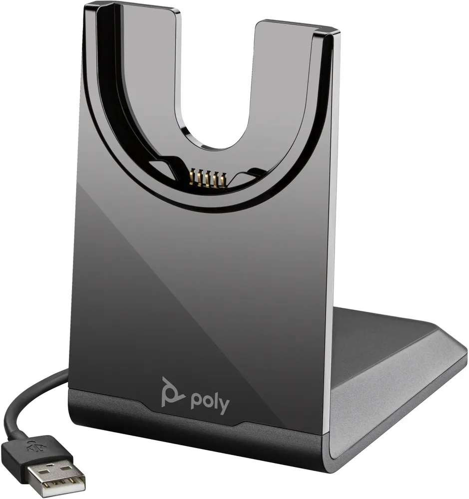Base de carregamento Poly Voyager USB-A para auscultadores, suporte de recarga, preto