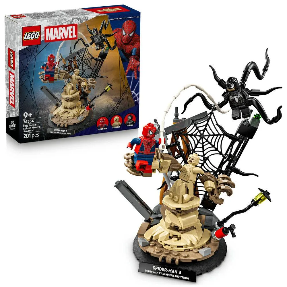 LEGO Marvel: Batalha Épica Spider-Man contra Sandman e Venom | Idades 9+ | 201 Peças | Item 76334
