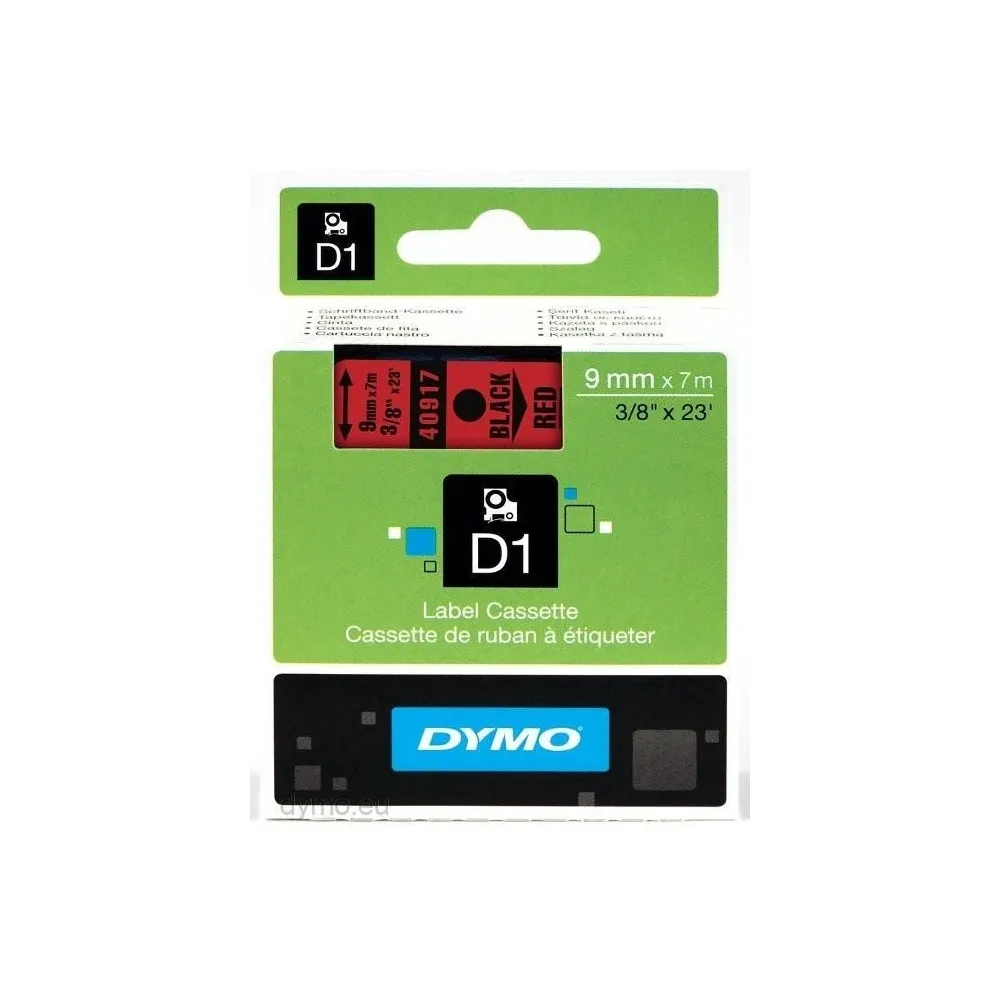 Fita Preto Sobre Vermelho (7 mts/0,9cm) – DYMO