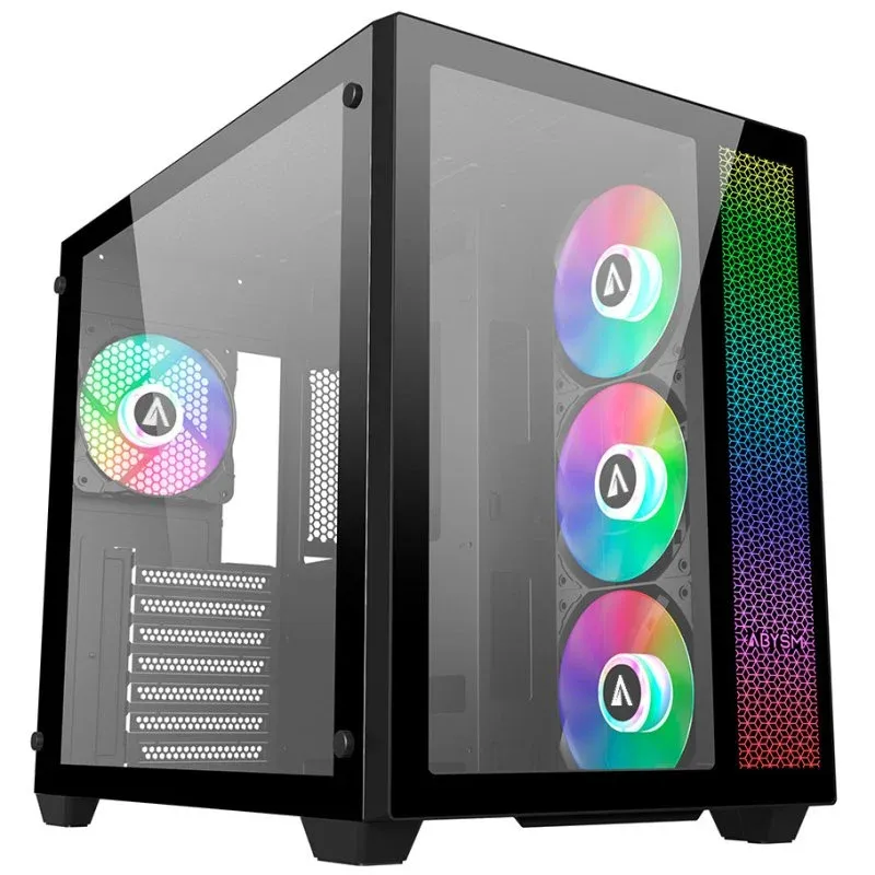 Caixa de Computador Abysm Gaming Danube SAVA Mid Tower ARGB Vidro Temperado USB-C Preta
