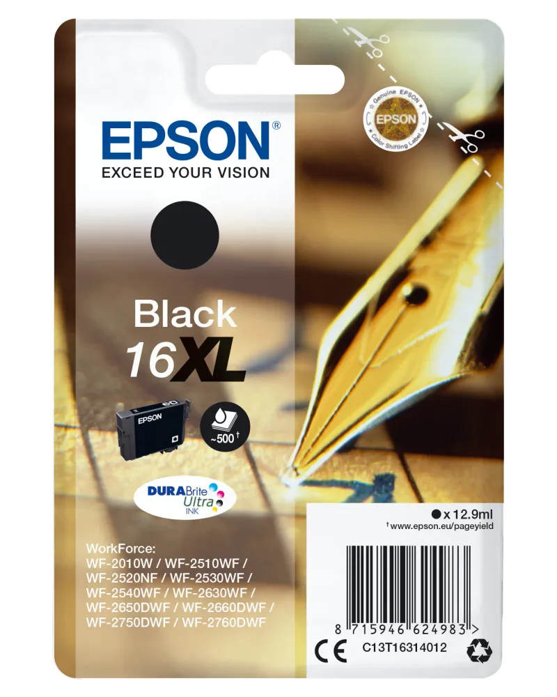 Tinteiro EPSON 16 Preto XL - WF-2010/251xx/26xx/27xx