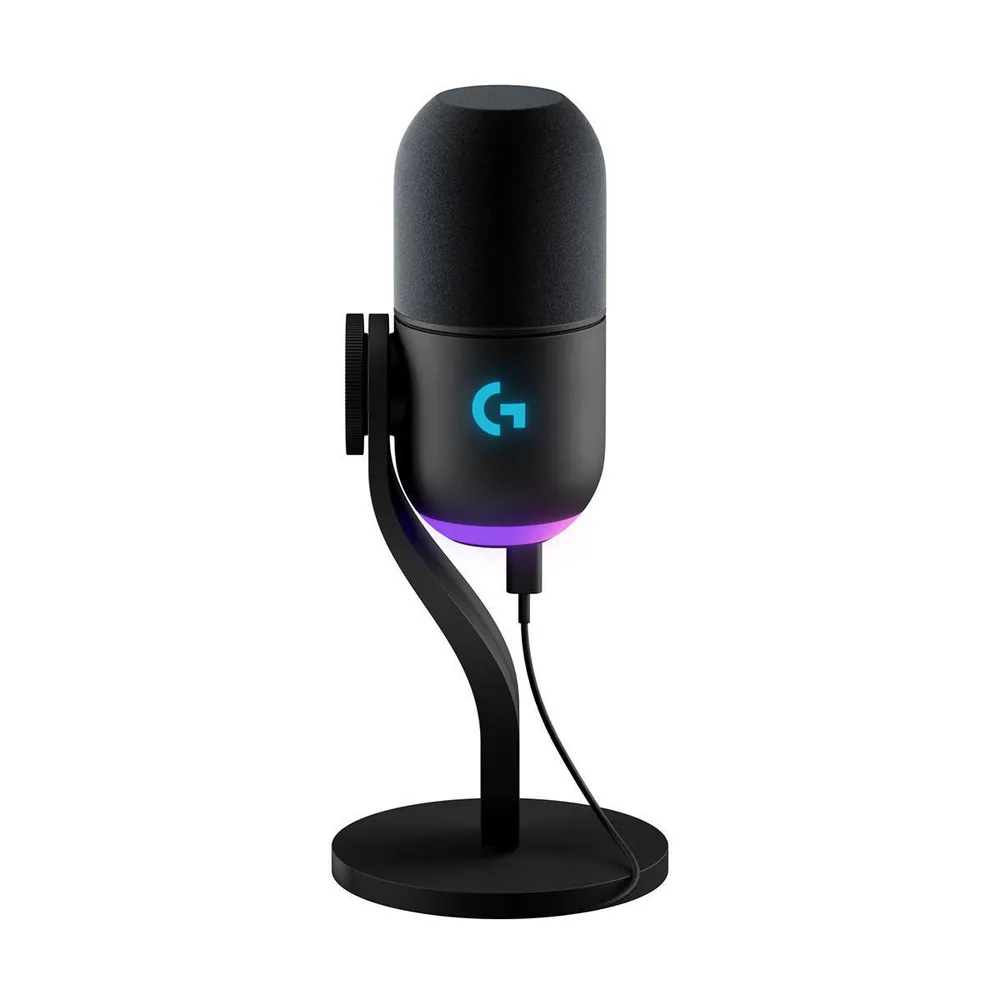 Microfone Dinâmico Supercardióide Logitech G Yeti GX RGB Lightsync 96Khz 24-bit USB Preto