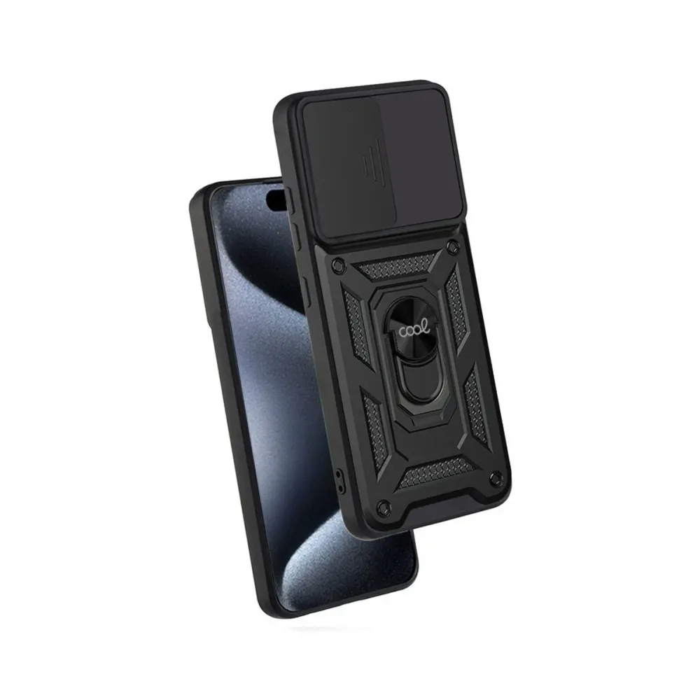 Capa Silicone Anti-choque c/Anel iPhone 15 Pro Preto