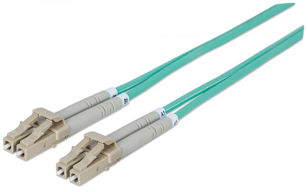 Intellinet Fiber Optic Patch Cable, OM3, LC/LC, 5m, Aqua 750080