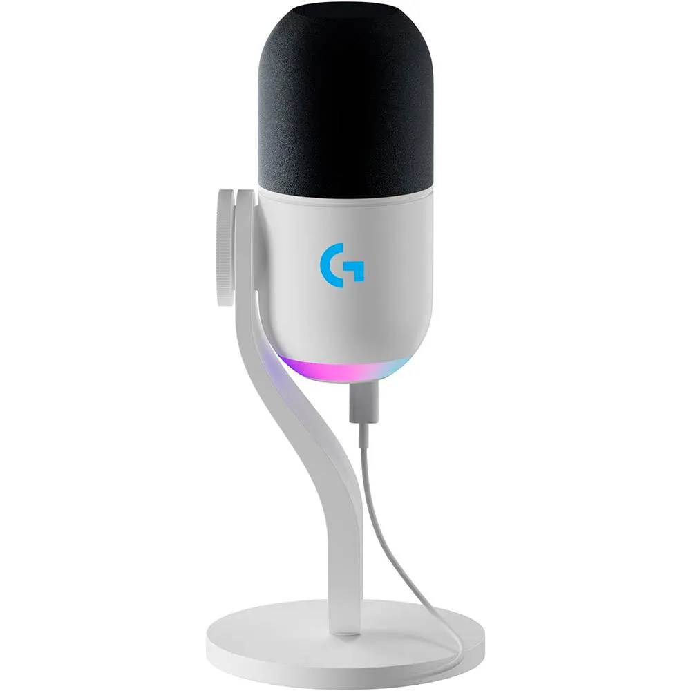 Microfone Dinâmico Supercardióide Logitech G Yeti GX RGB Lightsync 96Khz 24-bit USB Branco
