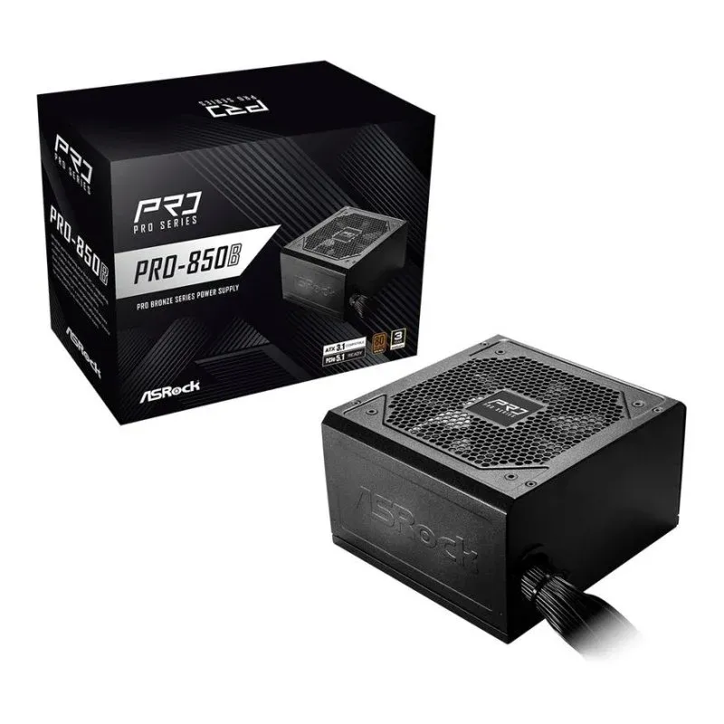 Fonte Alimentação Fuente de Alimentação Asrock PRO-850B 850W Certificação 80 PLUS Bronze ATX
