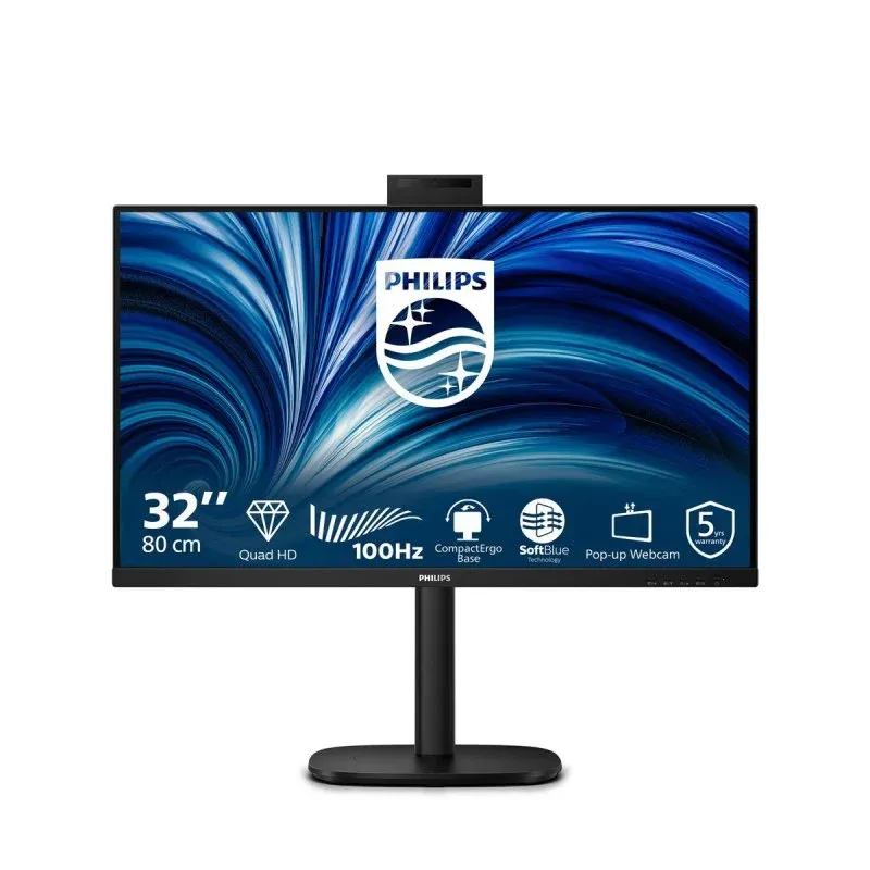 Philips 32B2U3601H Monitor 31.5" Quad HD 100Hz 4ms IPS com USB-C e WebCam