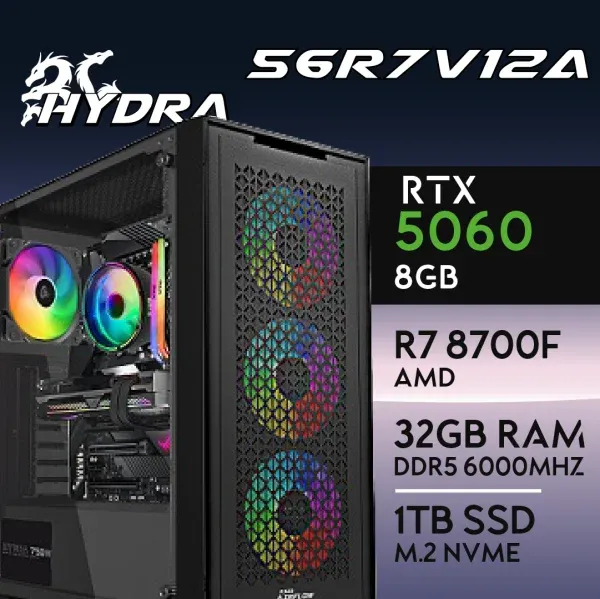 PC Gaming HYDRA-56R7V12A - R7 8700F | RTX5060 8GB | 32GB | M.2 1TB