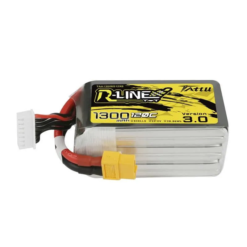 Gens Ace Bateria de drone Tattu R-Line Version 3.0 1300mAh 22.2V 120C 6S1P XT60 battery