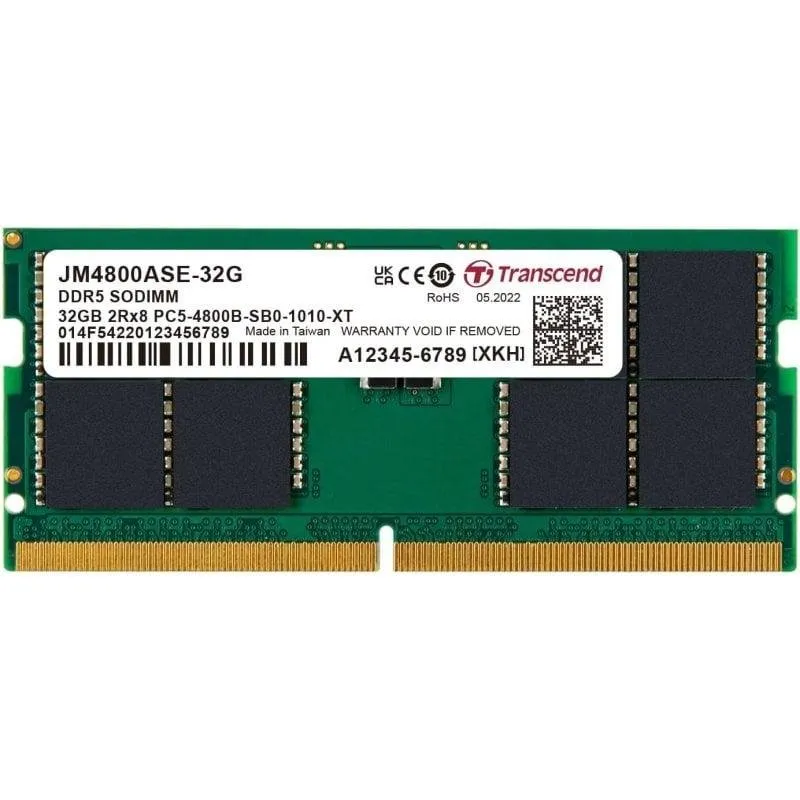 Memória RAM Transcend JetRam 32GB 1x32GB DDR5 4800MHz CL40 SO-DIMM