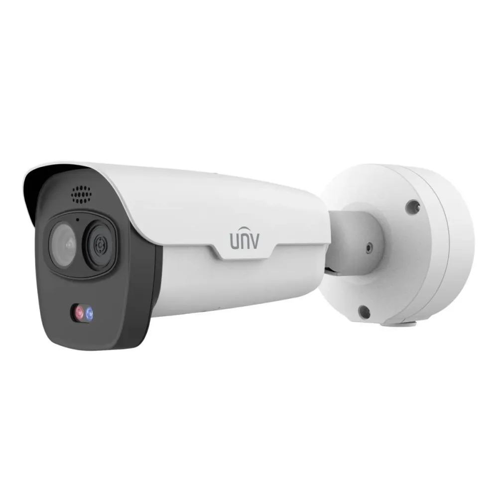 Câmara de Segurança Térmica Uniview Bullet Dual IP 256x192 VOx 3.2mm + 4MP 4mm PoE IP67 Branca - TIC2621SR-F3-4F4AC-VD
