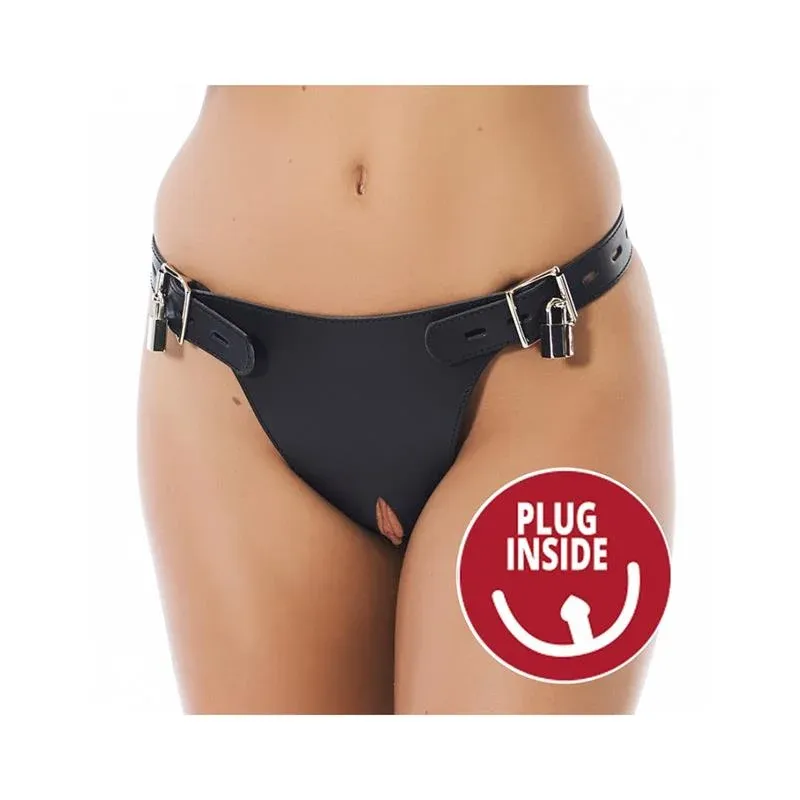 Arnês de castidade bondage play com plug anal M/L