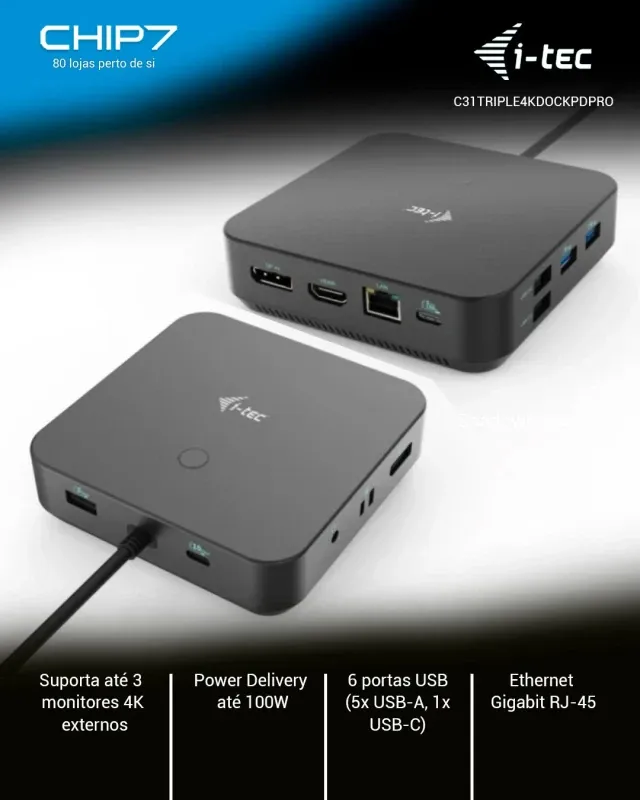 Docking Station I-TEC USB-C / Power Delivery 100W / HDMI / DP 1.4 - C31TRIPLE4KDOCKPDPRO