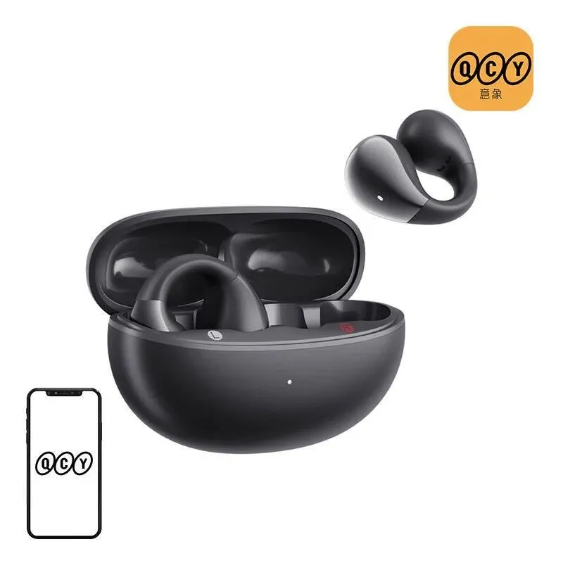 Auriculares QCY Crossky Clip C30 sem fios Bluetooth 5.4 desportivos pretos