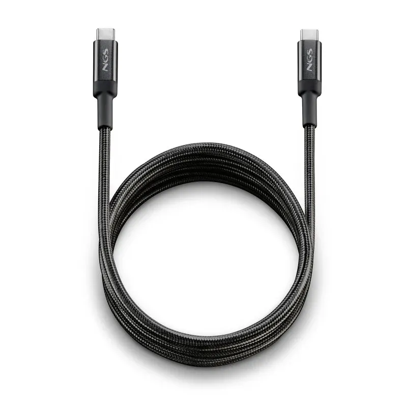 NGS KNOT 65W-3 Cabo USB-C 3m Carga Rápida 65W USB 2.0 Ultra Resistente Preto