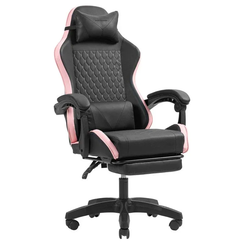 Mars Gaming MGC-X Cadeira Gaming Reclinável em Pele Sintética com Apoio para Pés e Suporte Lombar Preta/Rosa