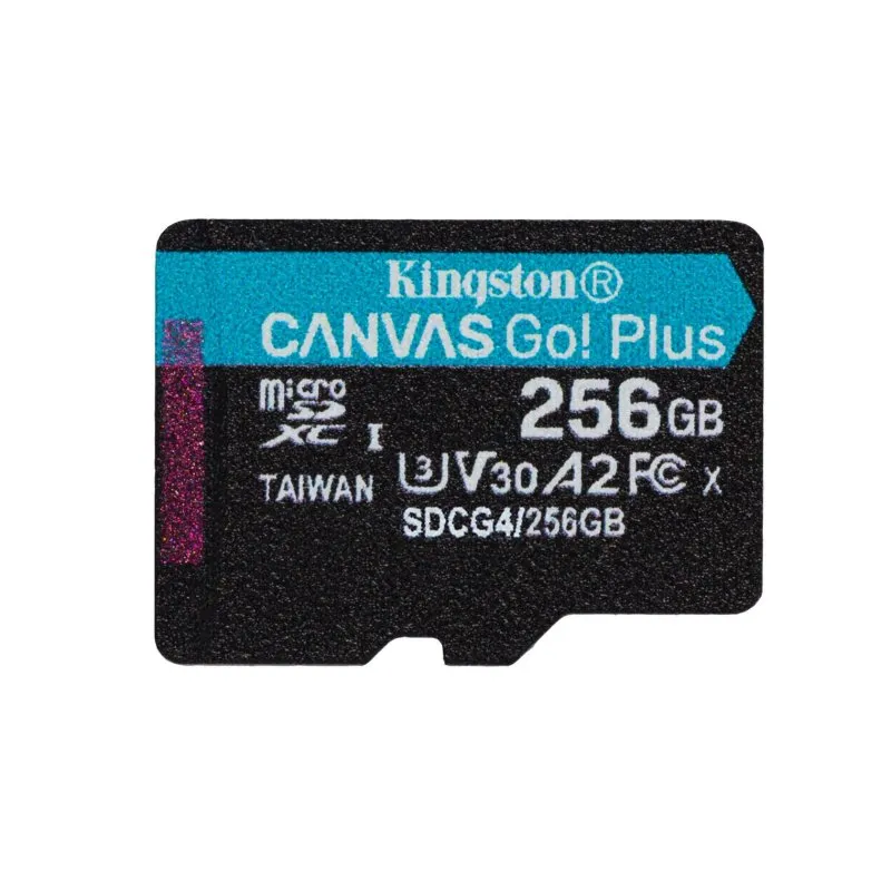 Cartão MicroSD Kingston Canvas Go Plus Gen4 256GB UHS-I 200MB/s A2 U3 V30