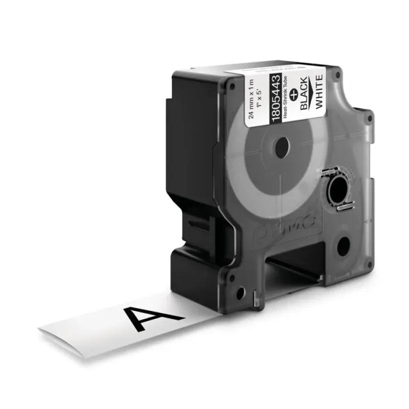 Dymo RHINO 1805443 tubo Termo retrátil preto sobre branco 24mm