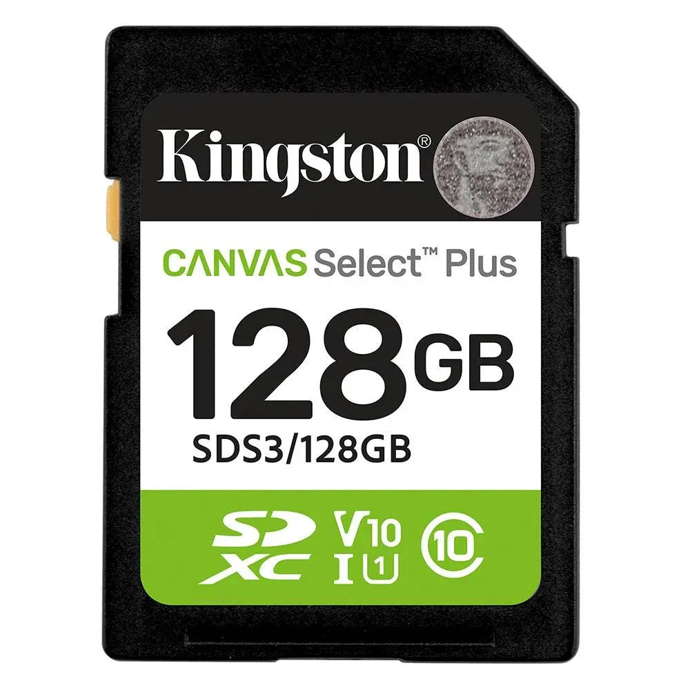 Cartão de Memória Kingston CANVAS Select Plus 128GB SD XC C10 Preto