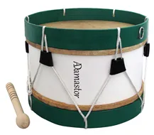 Bombo Tradicional Adamastor Nº1 Branco/Aro Verde 28cm