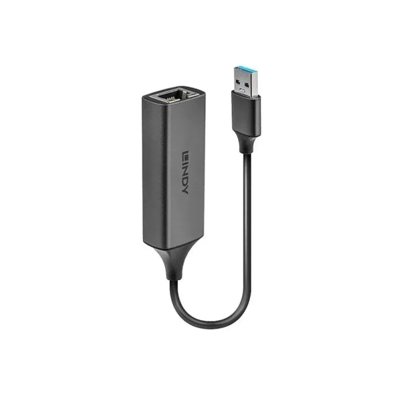 Adaptador Ethernet Lindy 43298 USB 3.2 Gen 1 Gigabit Aluminio Prata