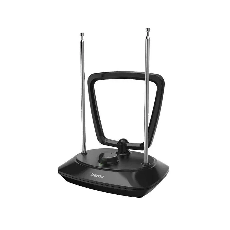 Antena TV Interior Hama Classic 221082 Amplificada 35dB DVB-T2 DAB+ Cabo 2m Preto