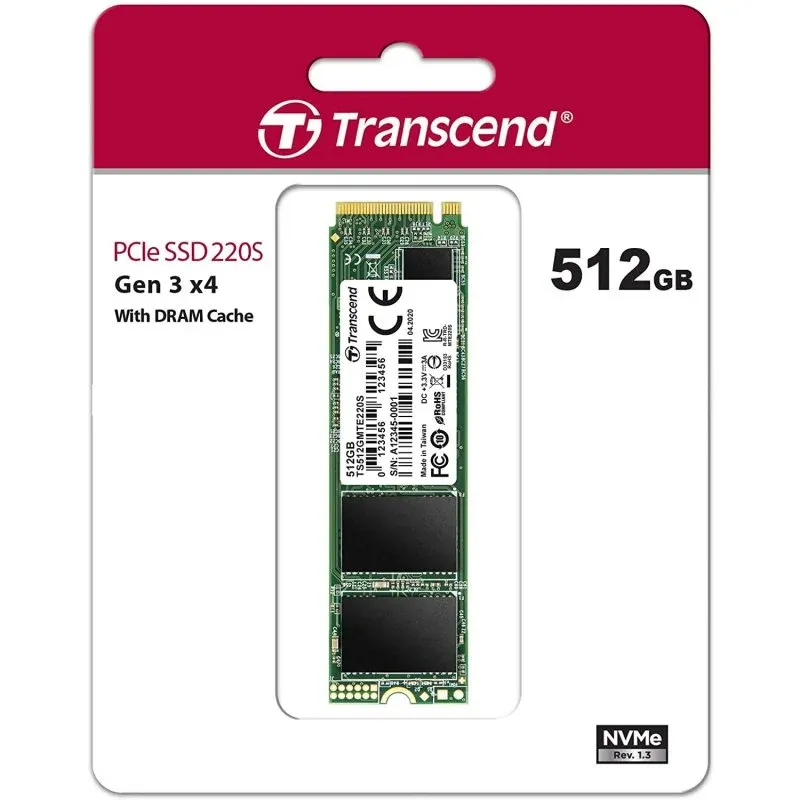 Disco Rígido Transcend MTE220S SSD 512GB M.2 NVMe PCIe Gen3 x4