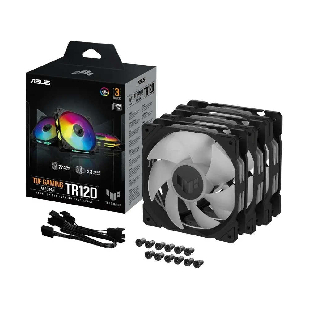 Ventoinha ASUS TUF GAMING TR120 ARGB 3IN1 120mm Preta - Pack de 3